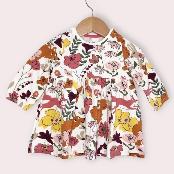 NWT Polarn O. Pyret long sleeve dress fall foliage size 2-4 months - Picture 1 of 9